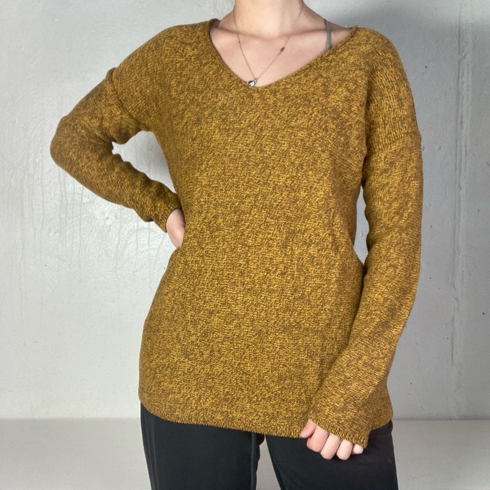 Mustard Yellow Fall V-Neck Knit Sweater